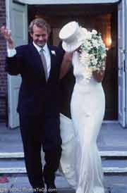 Bride and groom leaving church; Size=180 pixels wide